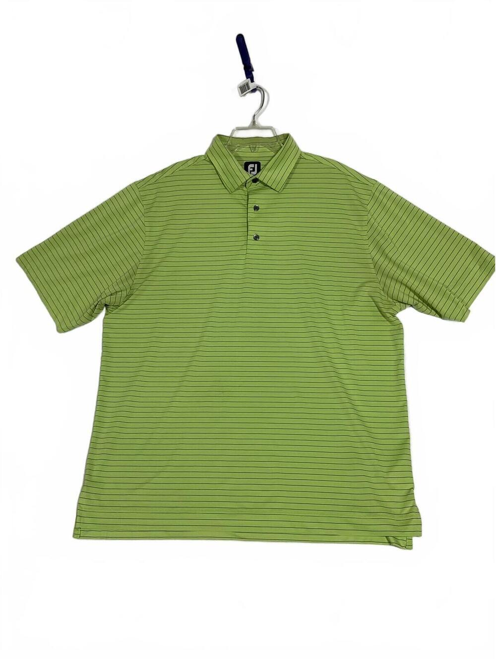 FootJoy XL Men's Green Striped Golf Polo Shirt Sport b32